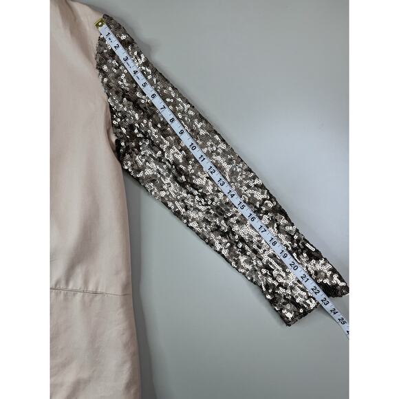 Anthropologie ELEVENSES Glitzen Party Blazer 14 Champagne Sequined Sleeves Glam - Picture 9 of 16